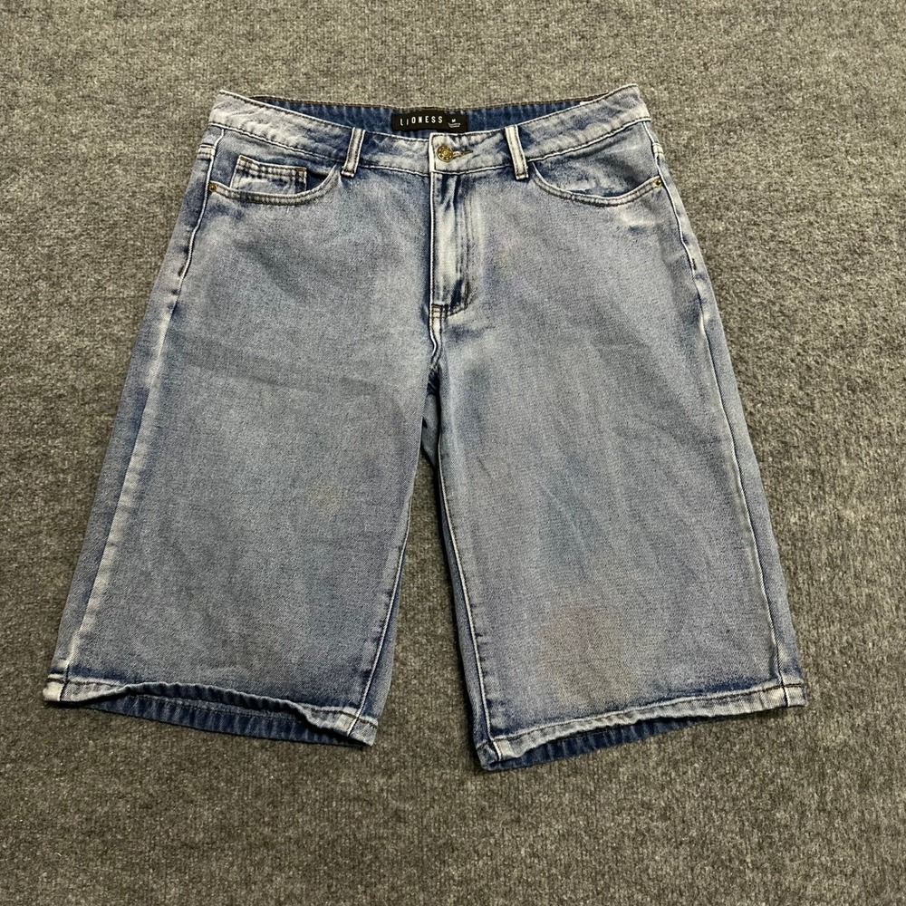 Lioness Shorts Womens Size M Light Blue Denim Cotton High Waisted Straight Leg